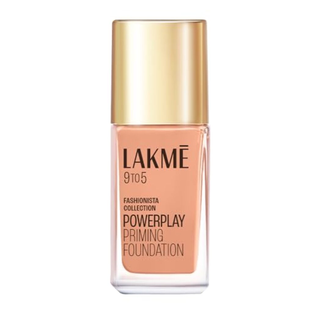 LAKMÉ 9To5 Powerplay Priming Medium Coverage Normal Skin,Liquid Matte Foundation, Built In Primer, Spf 20, Cool Rose, 25 Ml