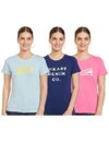Amazon Brand – INKAST Women’s Regular Fit T-Shirt (AW22-INK-TS-01_Navy,Pink,Ice Blue S)