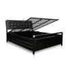 Royal Interiors Torrik Metal Single Bed with Storage and Foam Mattress | Wrought Iron Single Size Cot with Hydraulic Storage| Single Cot Bed for Bedroom with Headboard & Footboard (75X48), Dark Black