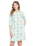 Clovia Women’s Cotton Print Me Pretty Short Night Dress (NS1489D03_Blue_XL)