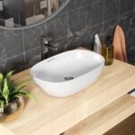 Lifelong Wash Basin for Bathroom – Tabletop Washbasin – Ceramic Glossy Oval Countertop Vessel Sink Ideal for Bathroom, Dining Hall & Vanity 61x38x13 cm (White, LLHIPB04)
