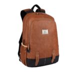 Gear Classic 20L Small Faux Leather Water Resistant Anti Theft Laptop Backpack/Office Backpack for Men/Women (Tan-Black)