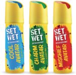 SET WET Cool, Charm and Mischief Avatar Deodorant Spray  –  For Men(450 ml, Pack of 3)
