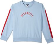 Amazon Brand – Symbol Women’s Cotton Blend Crew Neck Regular Fit Sweatshirt (AW18WNSSW34_Sky Blue + Fire Red_Large_Sky Blue_L)