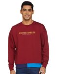 Amazon Brand – House & Shields Men’s Relaxed Fit Crew Neck Sweatshirt (HS-A22-SW-03_Vintage Maroon,Yellow_M)