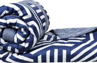 VAS COLLECTIONS Floral Double Comforter for  Heavy Winter(Cotton, Blue White)