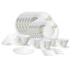 Larah by Borosil Niva Fluted Series Opalware Dinner Set | 40 Pieces for Family of 6 | Microwave & Dishwasher Safe | Bone-Ash Free | Crockery Set for Dining & Gifting | Plates & Bowls | White