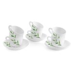 Cello Imperial King Cup & Saucer 130 ml | Home and Kitchen Decor Items | Cups, Mugs and Saucer for Kitchen | Coffee Cup and Saucer Set | 6 Units | Bamboo Groove, Green