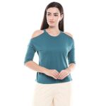 Pepe Womens Round Neck Solid Top (Blue_Large)
