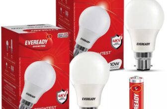 Eveready 10W LED Bulb Pack of 2 with Free 2 Batteries(White, Pack of 2)
