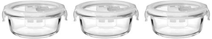 Amazon Brand – Solimo Airtight Borosilicate Glass Container Set (Transparent , 3 pieces, 400ml)