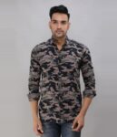 LEE Men Striped Casual Grey Shirt