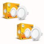 wipro Garnet 5W Round Downlight Junction Box | Red | Glare-Free Design | Recessed Down Light For False Ceiling | Cutout ? 3 Inch | Pack Of 2