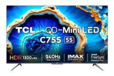 TCL 139 cm (55 inches) 4K Ultra HD Smart QD-Mini LED Google TV 55C755 (Black)