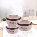 cello Sapphire Brown Pack of 3 Thermoware Casserole(500 ml, 1000 ml, 1500 ml)