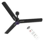 Polycab Wizzy Neo 1200mm 5-Star BLDC,Remote Ceiling fan for home| LED Speed Indicator | High Air Delivery, Ultimate 7 Speed Control | Reverse,Breeze & Sleep Mode| 4-yr Warranty【Black Chrome】