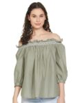 Marks & Spencer Pure Cotton Embroidered Off The Shoulder Blouse T415182WKHAKI (XL)