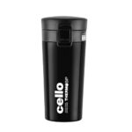 CELLO Monty Thermosteel Vacuum Insulated Travel Mug, 450ml, Black | Prolonged Hours Hot & Cold | Spill Proof & Easy to Sip | Tea & Juice Mug | Soup Flask | Water Flask | Personal & Corporate Gifting