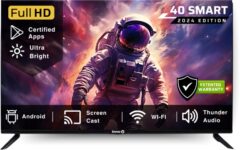 InnoQ Spectra 102 cm (40 inch) Full HD LED Smart Android TV with 30W Boom Speakers | 1000+ Smart Apps – Games | Mobile Screen Connect | Pixel Enhancer(40S-SPECTRA-V2)