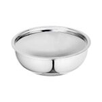 SignoraWare Artista triply Shallow Tasla Stainless Steel Induction Compatible Triply with Steel Lid (Induction and Gas Compatible), 22cm, Capacity 2100ml, Silver