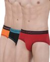 ONE8 by Virat Kohli Men’s Cotton Brief (Pack of 3) (203L1_Brick Red/Black/Orange_Small_Brick Red/Black/Orange_S)