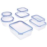 Amazon Brand – Solimo Rectangular Glass Storage Container Set, Set of 7, Transparent