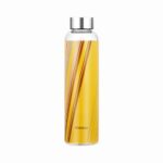 Borosil Artisan Series Prism 550 ml Narrow Mouth Glass Bottle with Metal Lid | 100% Borosilicate, Fridge Safe, Leakproof, Easy to Carry | Store Water, Lassi, Juice, Smoothies | Dishwasher Safe