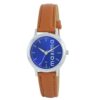 Maxima Leather Analog Blue Dial Women Watch-56132Lmli, Brown Band