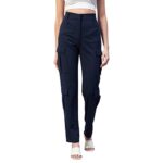 Rare Women Casual Navy Blue Colour Solid Cargos