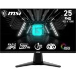 MSI G255F 24.5 Inch FHD Gaming Monitor – 1920 x 1080 Rapid IPS Panel, 180 Hz / 1ms (GtG), 99% sRGB Colour Gamut, Adaptive-Sync – DP 1.2a, HDMI 2.0b CEC