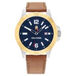 Tommy Hilfiger Blue Dial Brown Colour Leather Strap Watch for Men-TH1710529