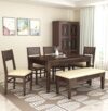 SONA ART & CRAFTS Solid Sheesham Wood Dining Table 6 Seater Dining Table Set with 4 Chairs & 1 Bench Dinner Table Set for Dinning Room Home, Hotel and Office (Walnut)