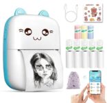 PeriPeri C6. Gift Box Combo Mini Thermal Printer (1Year Warranty) Inkless Bluetooth Pocket Printer with Pouch, 10 Paper & Sticker Rolls. Compatible with iOS, Android (Blue)