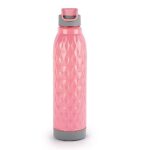 CELLO Puro Wave 900 Water Bottle | Easy Carry Wrist Belt | Covered Drinking Spout | Refrigerator Safe| Plastic Bottle | 690ml, Pink