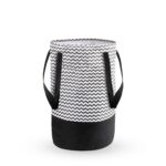 GLUN® Round Shape Foldable Laundry Bag Capacity of 45 Ltr, Non Woven Toys and Cloth Bag, Pink and Black Combination (DS Zig Zag)