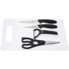 Amazon Brand – Solimo Plastic Knives, Scissor, Peeler and Chopping Board (Black) -Set of 5