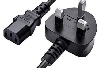 Storite 1.8 m Standard UK Desktop PC Power Cable with Fuse, 3 Pin IEC C13 Computer Power Lead for TV, Printer & SMPS