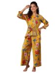 Libas Mustard Printed Cotton Night Suit