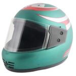 Sage Square Audi Kimi Full Face Helmet | ISI Certified | Clear Visor | Comfort Inner Padding | Designed for Extra Comfort & Style (Green Matte-Red Decal) (Large)