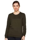 Newport Women’s Polyester Crew Neck Regular Fit Sweatshirt (NPWWPSS20001Z01_Olive’ _XSmall)