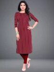 AK Fashion Women Printed A-line Kurta(Maroon)