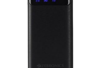 Zebronics Mb10000S4 Power Bank, 10000 Mah, 12W, Dual Usb Output, Type C & Micro Usb Input, Built In Protections, Percentage Led Display, Included Usb To Type C Cable, Made In India(Black)