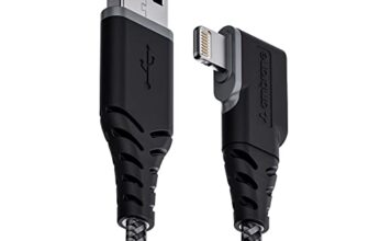Ambrane Usb To Lightning 12W Fast Charging, L Shape For Easy Holding, 480 Mbps Data Sync Cable For Iphone, Ipad, Macbook, Imac, Airpods – 1.25M (Abll-125 Black)