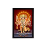 Ecraftindia Engineered Wood Panch Mukhi Lord Hanuman Satin Matt Texture Uv Art Painting, 10 Cm