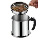 1.3 L Stainless Steel Oil Strainer with Fine Mesh Filter, Heat‑Resistant Handle & Dust‑Proof Lid – Reusable Frying Grease Storage Container, Easy to Clean