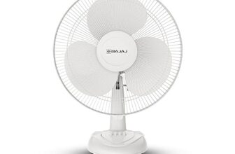 Bajaj Frore Neo Table Fan 400 Mm | Table Fans For Home & Office | Aerodynamically Balanced Blades | 100% Copper Motor | High Air Delivery | 3-Speed Control | 2-Yrs Warranty 【White】