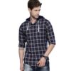 The Indian Garage Co Men’S Cotton Adult Checkered Slim Fit Shirt (0620-Sh50-10_Navy_Blue Xl)