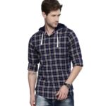 The Indian Garage Co Men’S Cotton Adult Checkered Slim Fit Shirt (0620-Sh50-10_Navy_Blue Xl)
