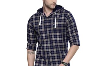 The Indian Garage Co Men’S Cotton Adult Checkered Slim Fit Shirt (0620-Sh50-10_Navy_Blue Xl)