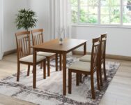 Amazon Brand – Solimo Bisseg 4-Seater Solidwood Dining Set With 4 Chairs (Antique Oak Finish)